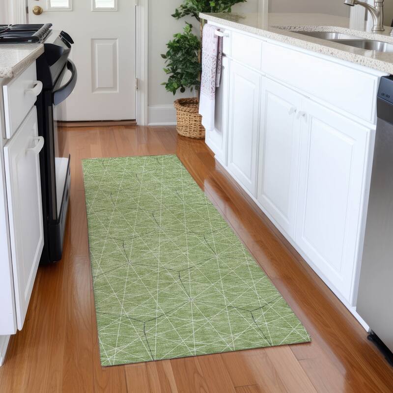 Premium Washable Super Soft Modern Contemporary Mayfield Rug - Green - 2'3" x 7'6"