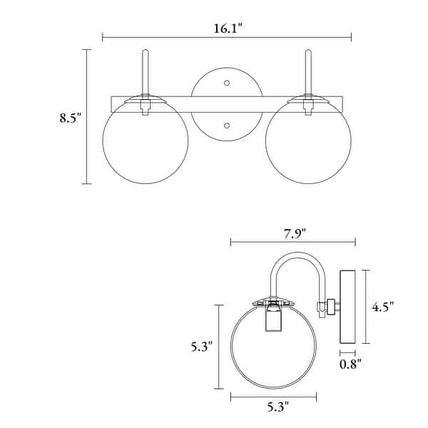 dimension image slide 0 of 5, Aladari Modern Gold 3-Light Bathroom Vanity Lights Opal Glass Wall Sconces