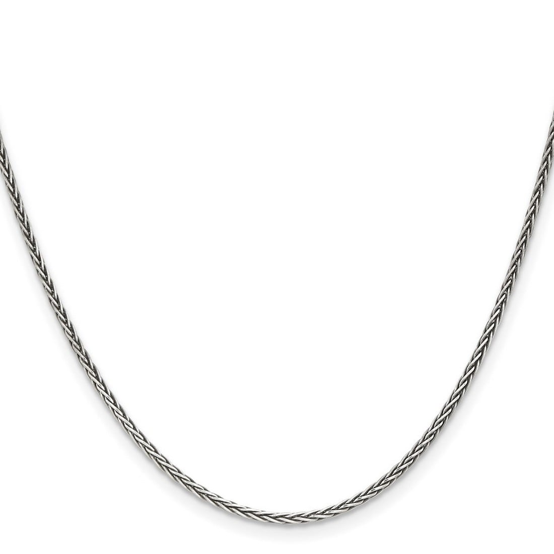Curata 925 Sterling Silver Solid 1.6mm Square Spiga Chain Necklace
