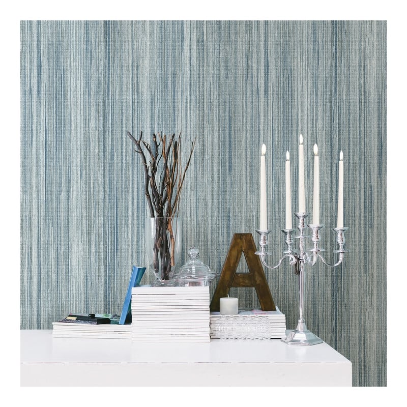 Advantage Audrey Teal Stripe Texture Wallpaper - 21 x 396 x 0.025