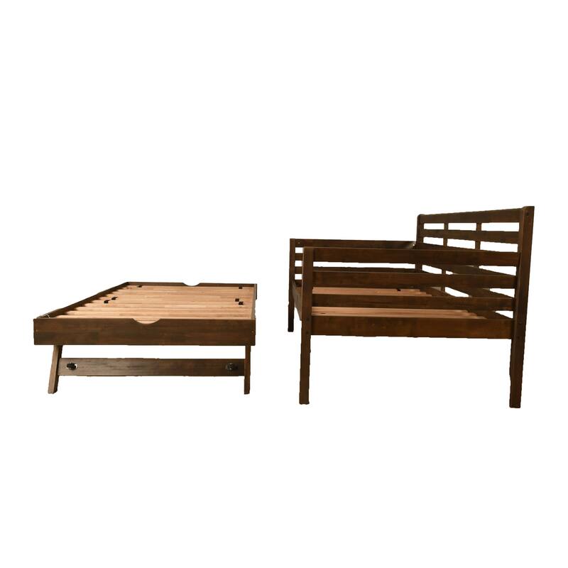 Somette Boho Daybed and Pop Up Bed in Rustic Walnut with Mattresses