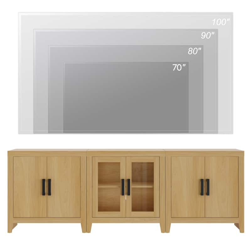 WAMPAT 75-Inch Farmhouse TV Stand, Modular Media Console with Doors & Adjustable Shelves - n/a