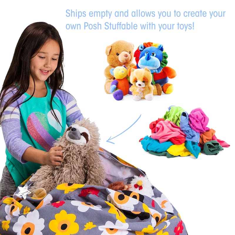 Kids' Stuffed Animal Storage Bean Bag Chair Cover or Toy Organizer