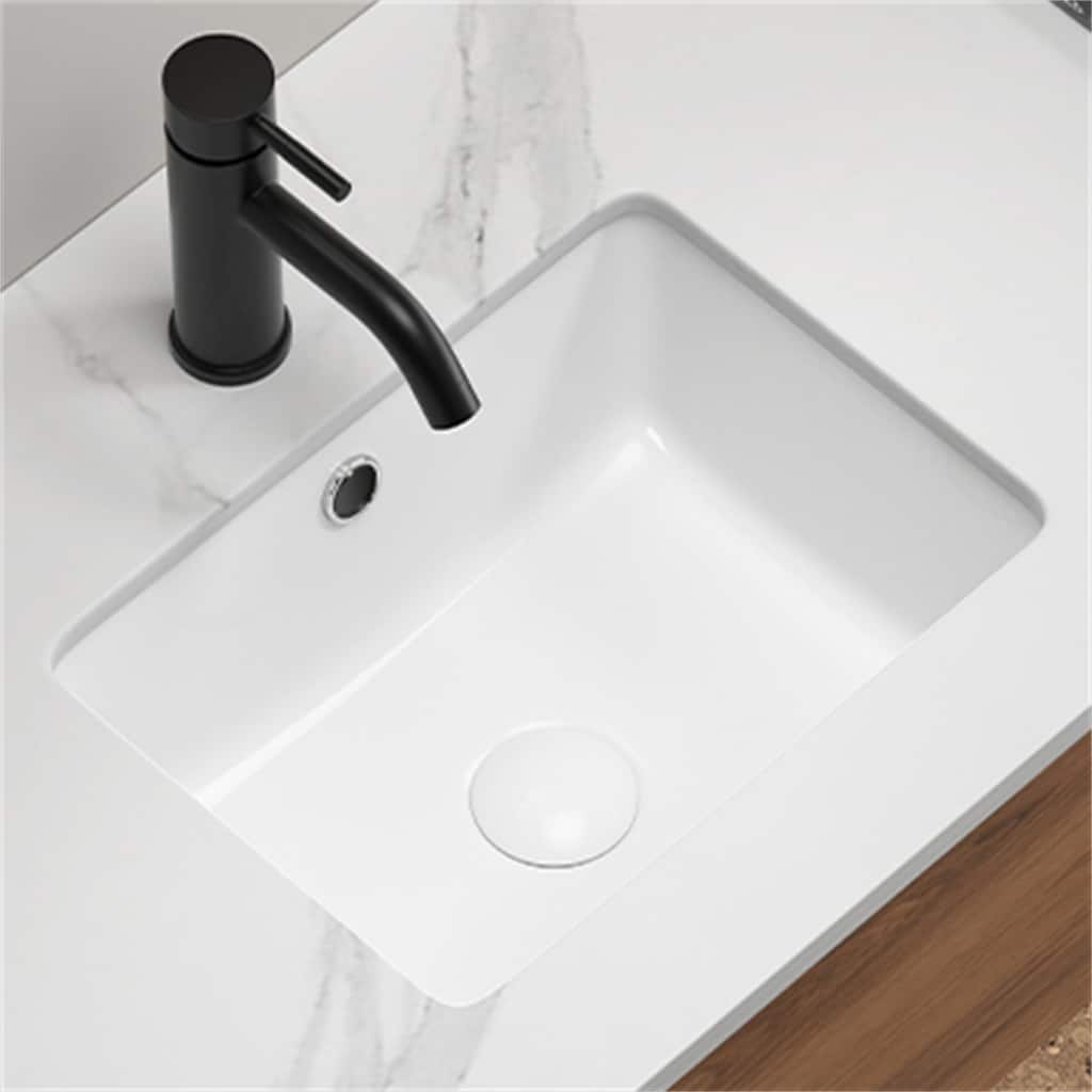 16" Rectangle Ceramic Undermount Bathroom Sink Under Counter