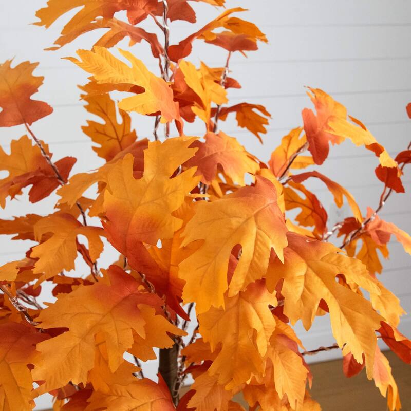 Pre-Lit Autumn Artificial Maple Fall Tree - 5' - Warm White LED Lights