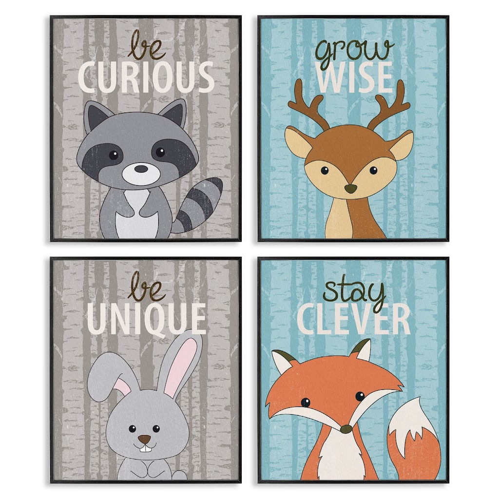 Stupell Inspiring Whimsical Animals Framed Giclee Art Design By Kim Allen (Set of 4)