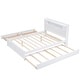 preview thumbnail 8 of 24, Queen Size Wood Storage Platform Kids Bed Frame with LED Headboard, Twin Size Trundle, and 2-Drawers, Easy to Assemble, White