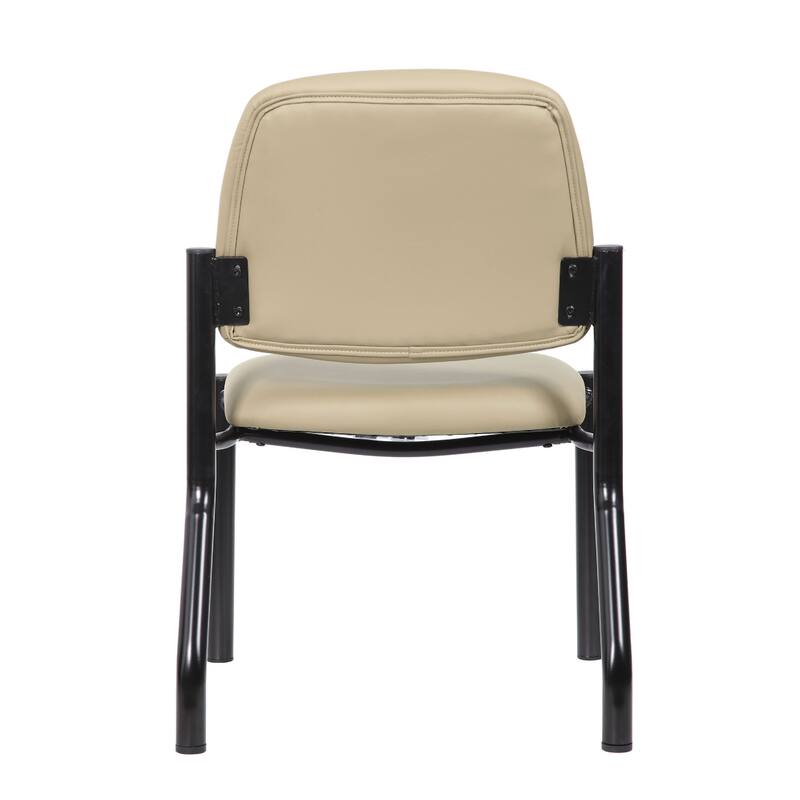 Lea Reception Guest Chair, Beige Antimicrobial Vinyl, Black Legs, 300 lbs