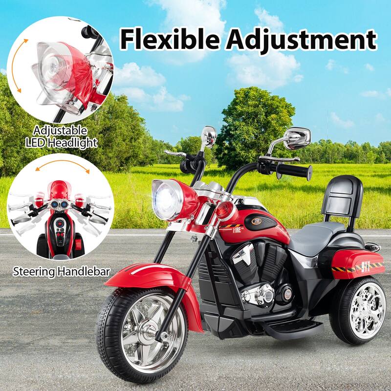 Gymax 6V Electric Kids Motorcycle 3-Wheel Ride On Toy w/ Adjustable
