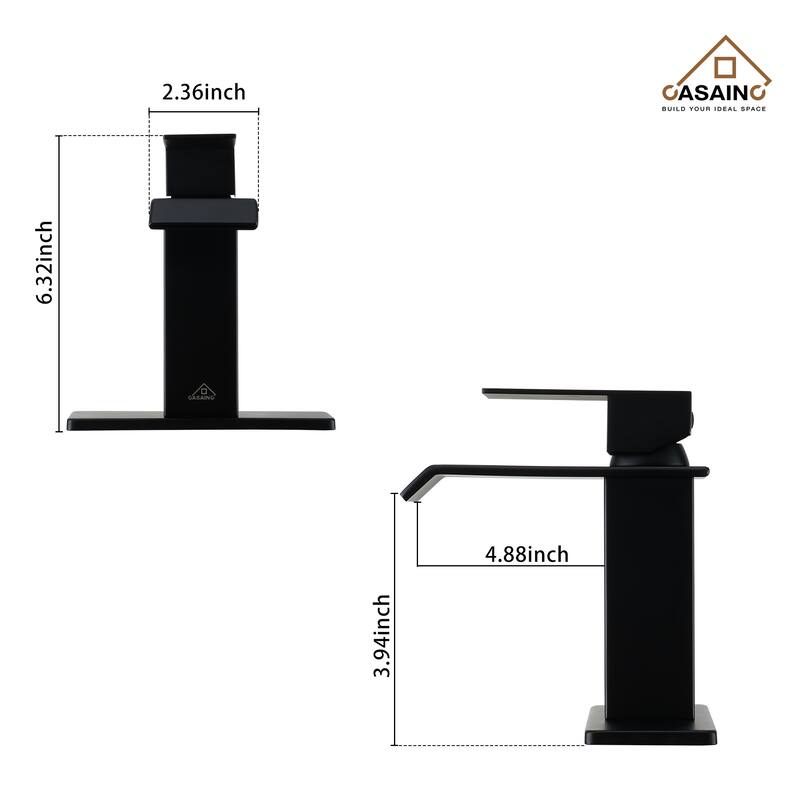 Single Handle Single Hole Bathroom Faucet with Deckplate and Pop-Up Drain Included in Matte Black，CEC and cUPC Certified