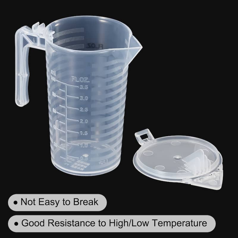 Graduated Beaker, 2 Pack 100ml PP Plastic Cup Double Sided Black Graduations - Transparent
