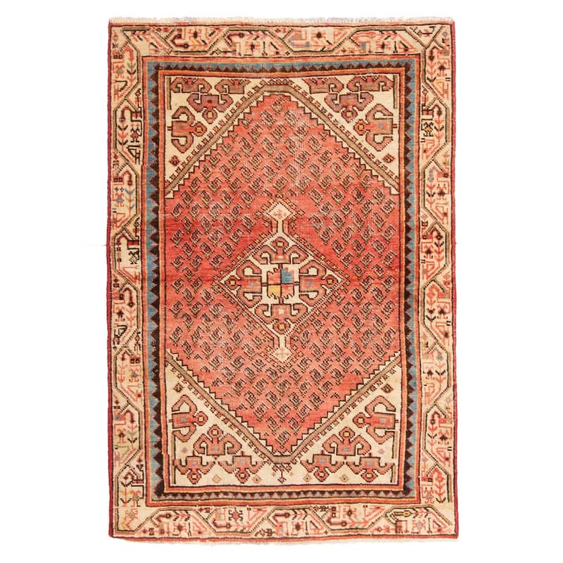 ECARPETGALLERY Hand-knotted Andelz Red Wool Rug - 3'1 x 4'9