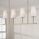 preview thumbnail 2 of 2, 42" W x 15" H 4-Light Modern Linear Chandelier with Tapered Soft White Glass