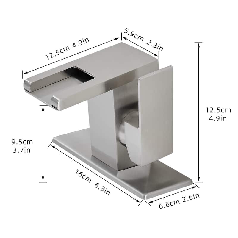 Stainless Steel LED Single Handle One Hole Bathroom Sink Faucet Waterfall with Drian