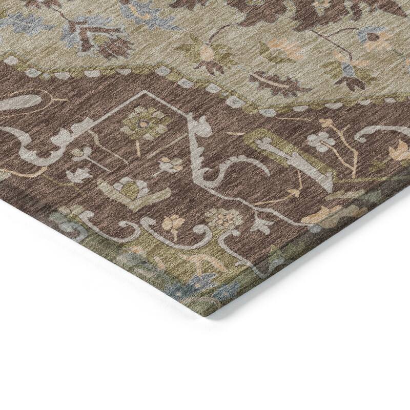 Machine Washable Indoor/ Outdoor Traditional Medallion Chantille Rug