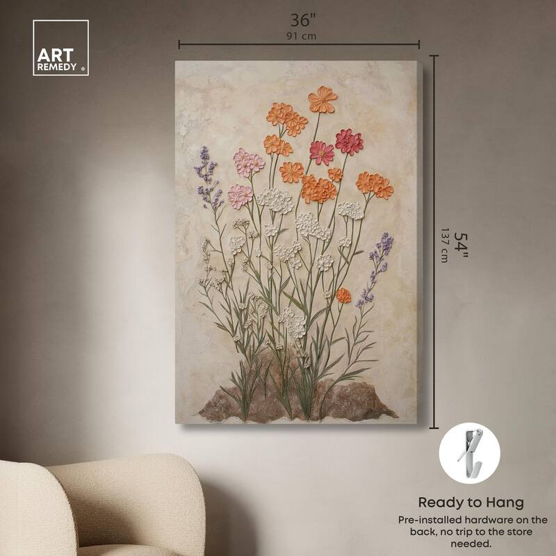 Sculpted Flora Frieze II Canvas by Art Remedy, Gallery Wrapped