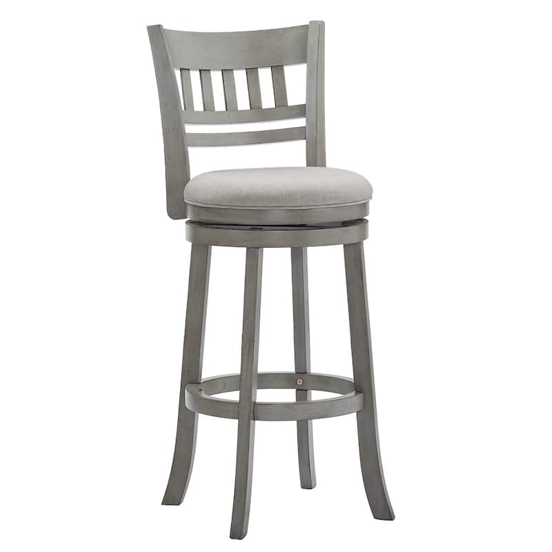 Verona Swivel 29-inch High Back Bar Stool by iNSPIRE Q Classic - Antique Grey Finish-Grey Linen-Lattice