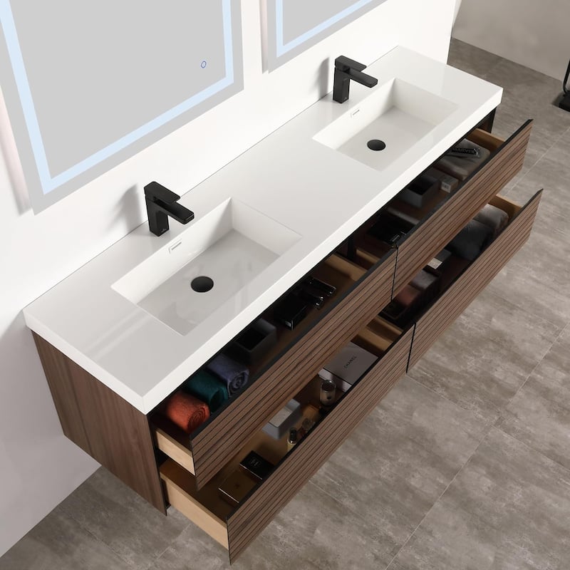Blossom Annecy 72-Inch Floating Bathroom Vanity with Acrylic Sink