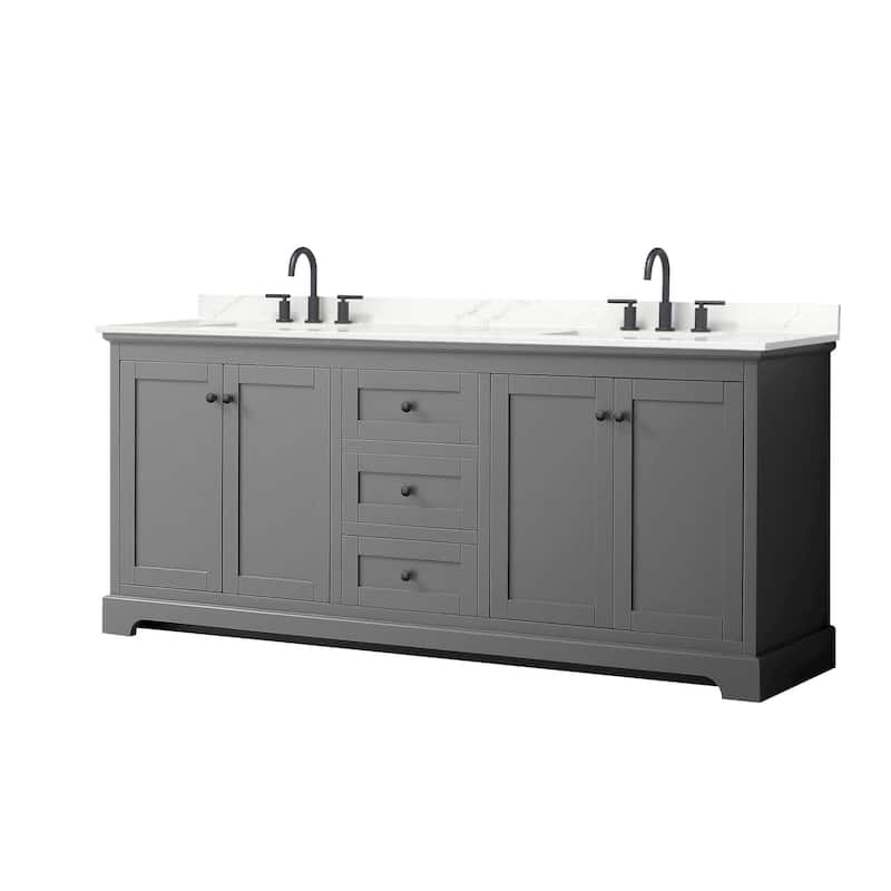 Wyndham Collection WCV232380D-QTZ-US3MXX Avery 80" Free Standing - Dark Gray / Giotto Quartz Top / Matte Black