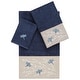 preview thumbnail 2 of 55, Authentic Hotel and Spa 100% Turkish Cotton Braelyn 3PC Embellished Towel Set Navy