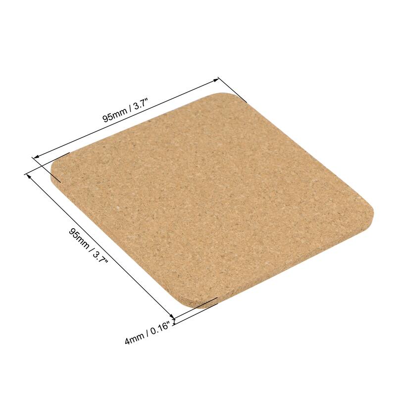 Cork Coasters Square Wooden Trivet Drinks Mats for Home Bar 12Pcs - 3.7 x 3.7 x 0.16 Inch