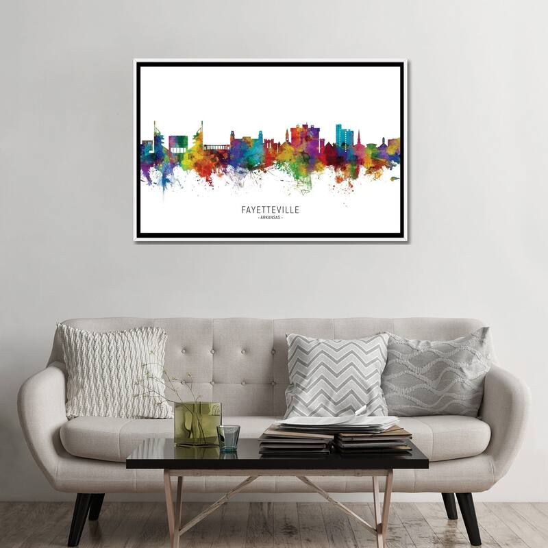 iCanvas "Fayetteville Arkansas Skyline" by Michael Tompsett Framed Canvas Print