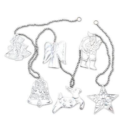 NOVICA Handmade Christmas Festivity Aluminum Ornament Garland