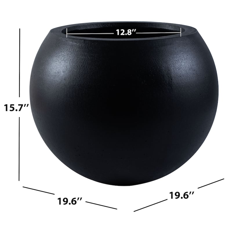 SAFAVIEH Outdoor Kenslia Black Planter.