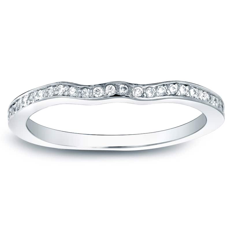 Auriya 1/4ctw Curved Diamond Wedding Band 14k Gold - White - 5.5