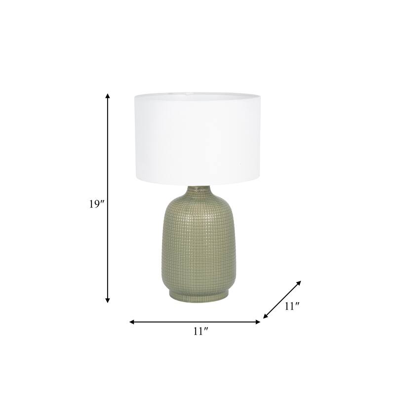 Sagebrook Home Textured Modern 19"H Ceramic Cylinder Mesh Table Lamp, Set Of 2 - 11" x 11" x 19"