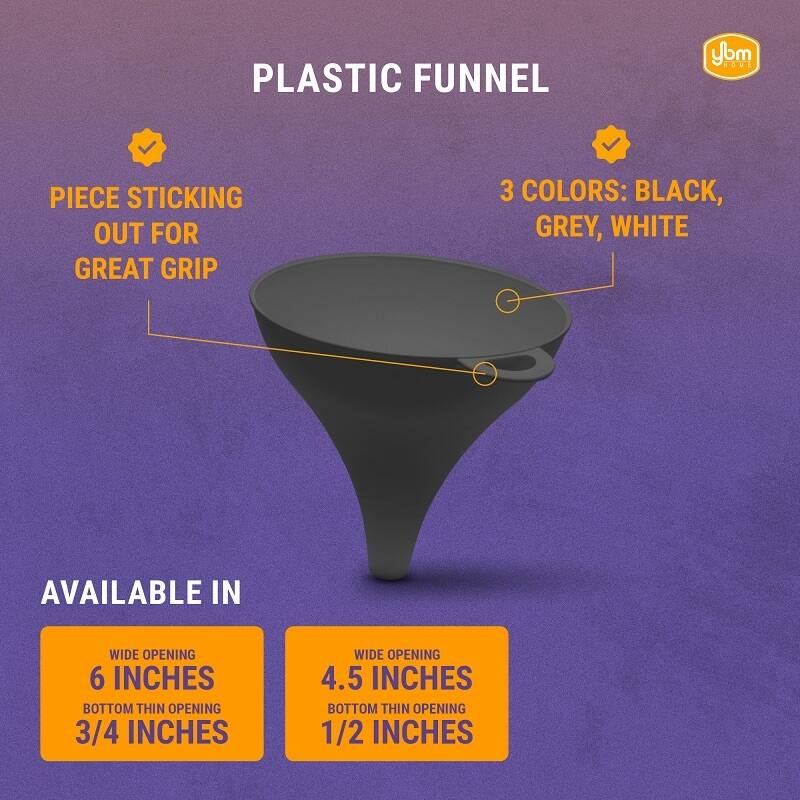 YBM Home Plastic Funnel for Liquid Transfer Grade