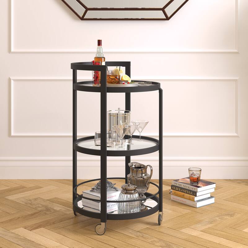 Hause 21'' Wide Round Bar Cart - 21" Wide