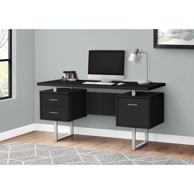 Stylish 60-Inch Computer Desk with Storage Drawers, File Organization, and Easy-to-Clean Surface for Work or Study