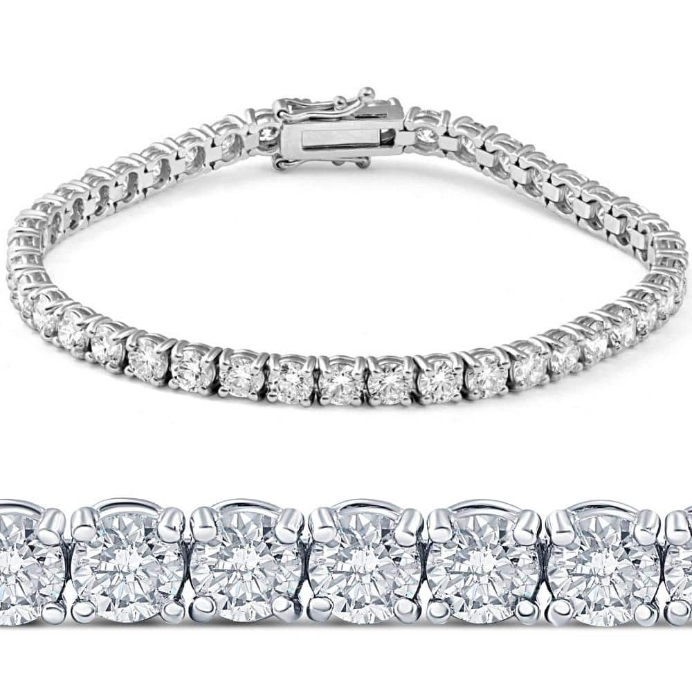 11ct Lab-Created Diamond Tennis Bracelet White Gold 7"