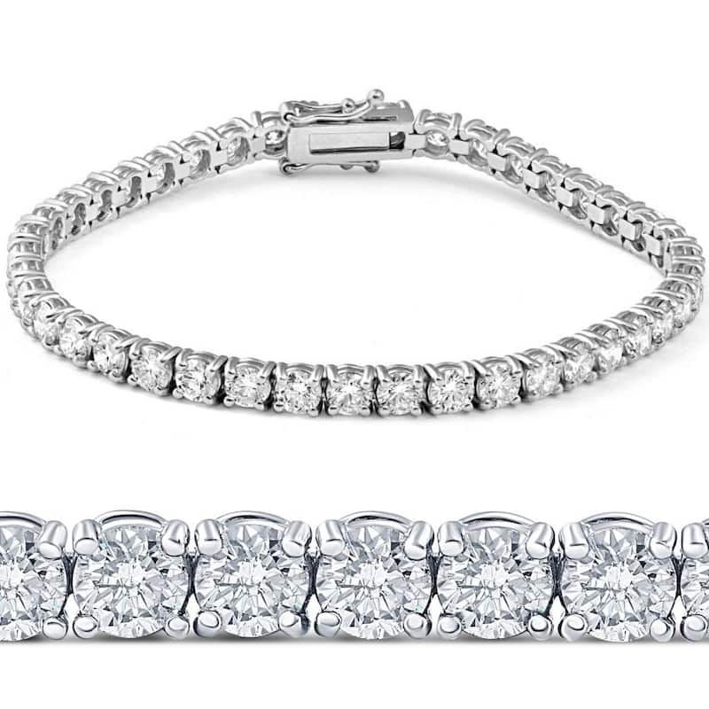 Bliss Diamond 11ct Lab-Created Diamond Tennis Bracelet White Gold 7" - White - 7 Inch