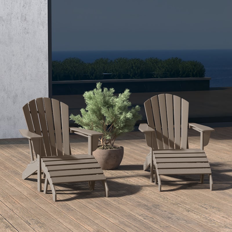Altura Outdoor Eco-Friendly All Weather Adirondack Chairs with Ottomans (4-Piece Conversation Set)