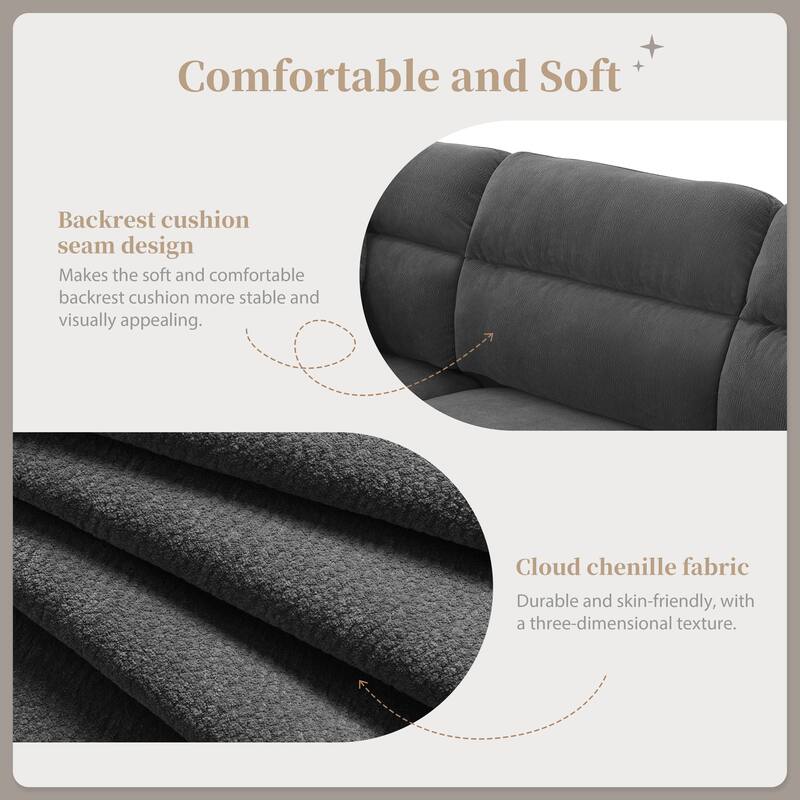 Convertible Sectional Sofa,L-Shaped Reversible Couch Set With Free Pillows,5 Seat Cloud Chenille Indoor Furniture With Ottoman