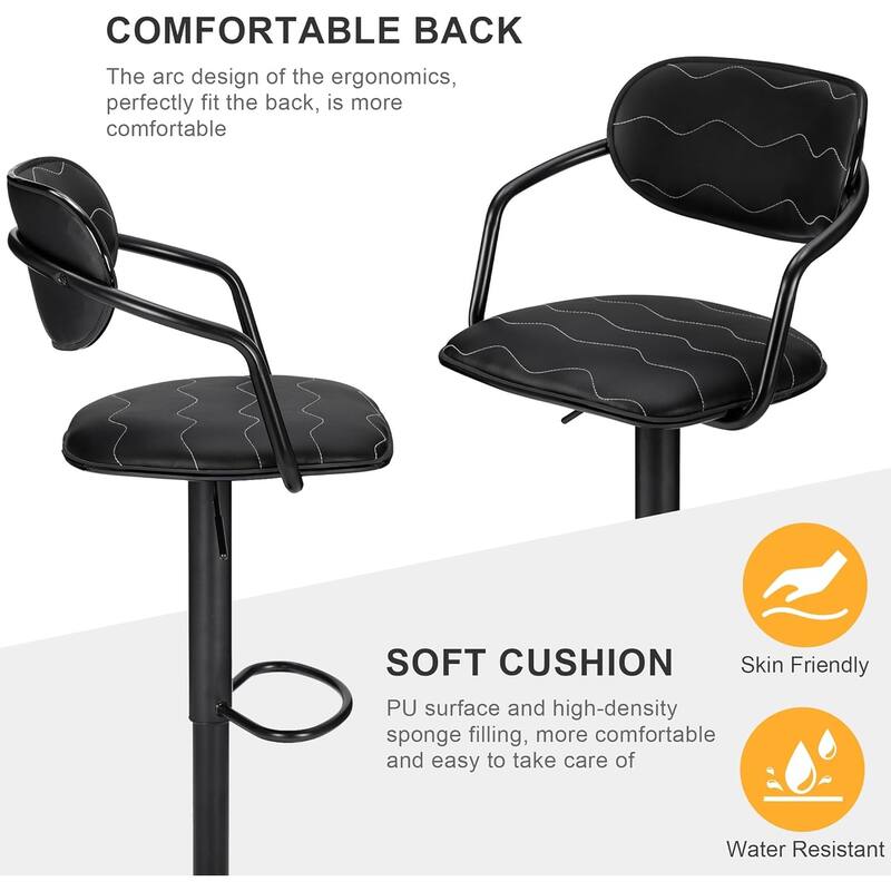 Swivel Bar Stool Set PU Leather Barstools Height Adjustable Counter Stools Bar Chairs For Home Bar Kitchen Dining Room