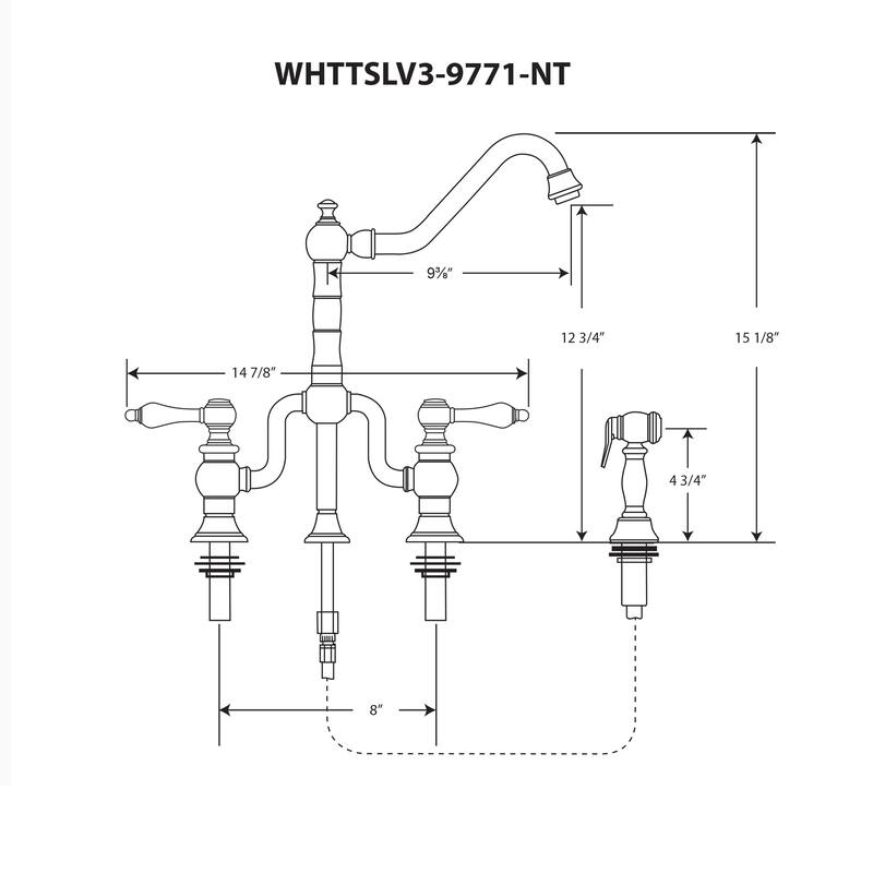 Bridge Faucet with Swivel Spout with Solid Metal Side Spray