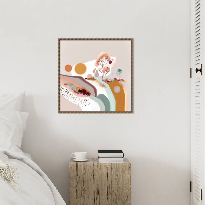 Happy Light Hills by Bella Eve Framed Canvas Wall Art Print - Sylvie Beaded Gold