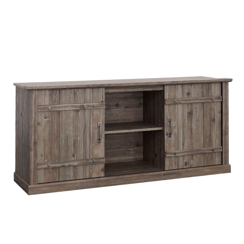 Farmhouse Brown TV Stand with Sliding Doors for 70 Inch TVs Media Console - Brown