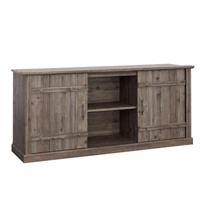 Farmhouse Brown TV Stand with Sliding Doors for 70 Inch TVs Media Console