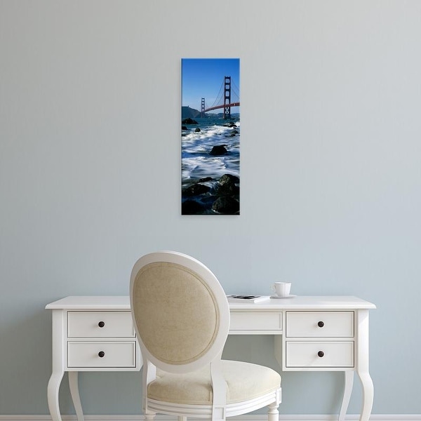 Easy Art Prints Panoramic Image 'Bridge, Sea, Golden Gate Bridge, Baker Beach, San Francisco, California' Canvas Art