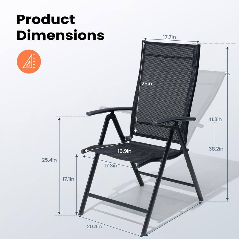 Pellebant Outdoor Durable Adjustable Reclining Folding Chair