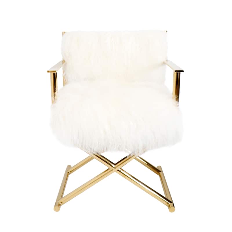 Pasargad Home Paris Love Director's Chair, Ivory - 18"W x 23.5"L x 31"H
