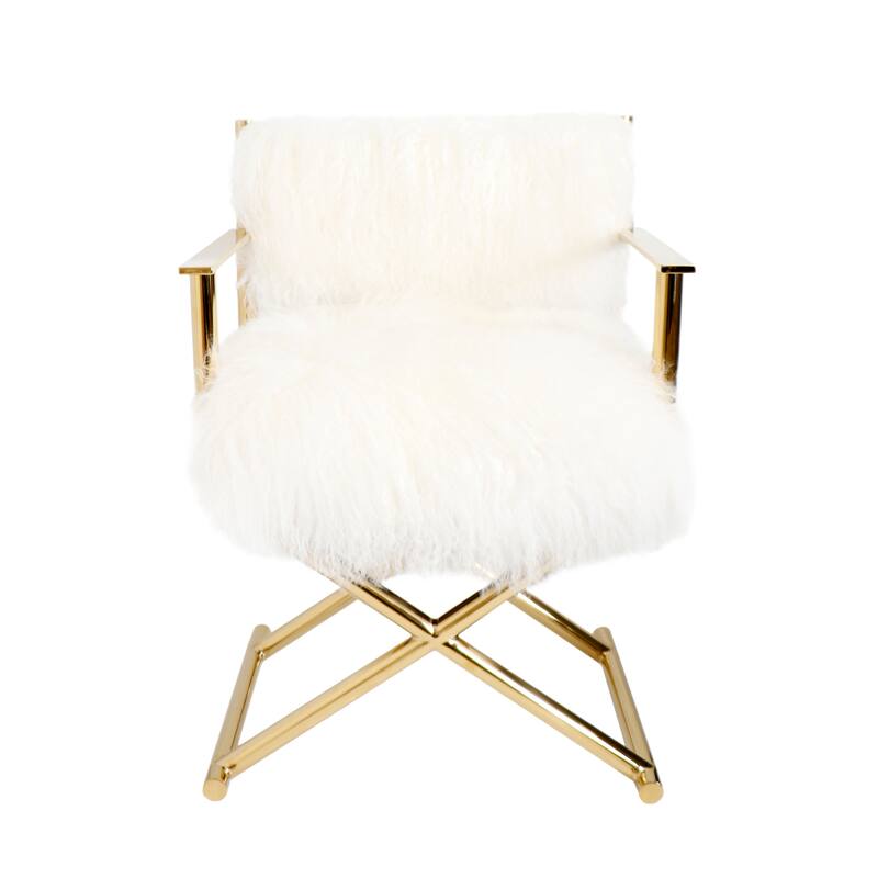 Pasargad Home Paris Love Director's Chair, Ivory - 18"W x 23.5"L x 31"H