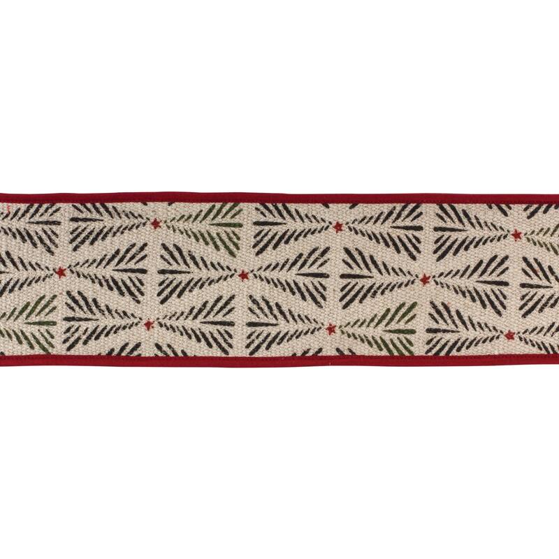 Christmas Tree Wired Craft Ribbon - 4" x 5 Yards - Beige and Black