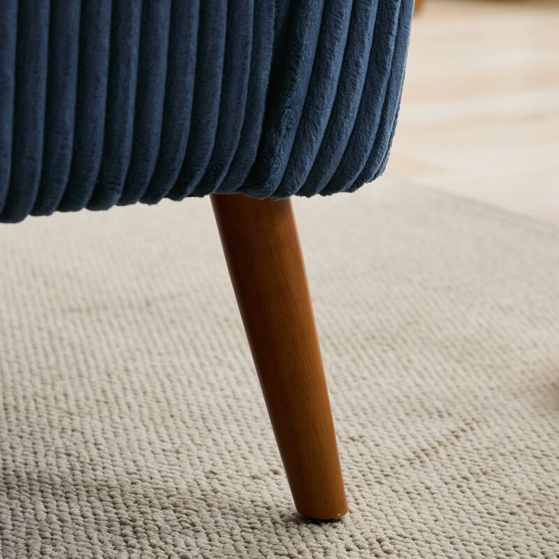 Upholstered 2-Seater Accent Sofa, Recliner Sofa with Wood Frame, Stripe Loveseat Couch Sofa with Wooden Legs