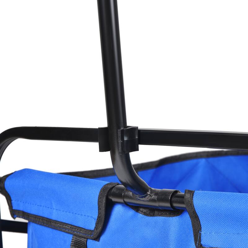 Heavy-Duty Folding Wagon with Large Storage, 600D Fabric, Adjustable Handle, Reflective Safety Straps
