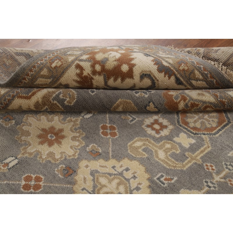 Gray Ivory Oushak Indian Area Rug Handmade Wool Carpet - 7'10" x 10'3"